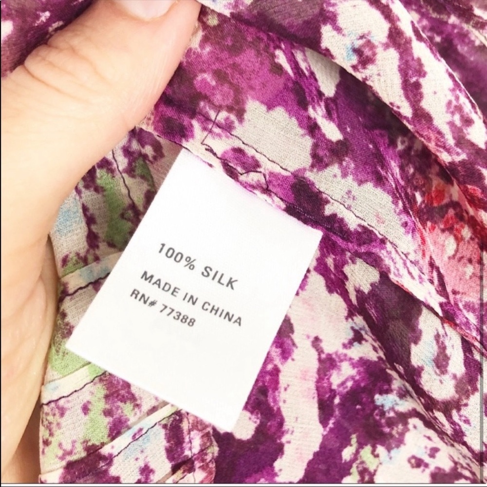 Madewell Eliot purple watercolor silk tank top B2 - Picture 5 of 5